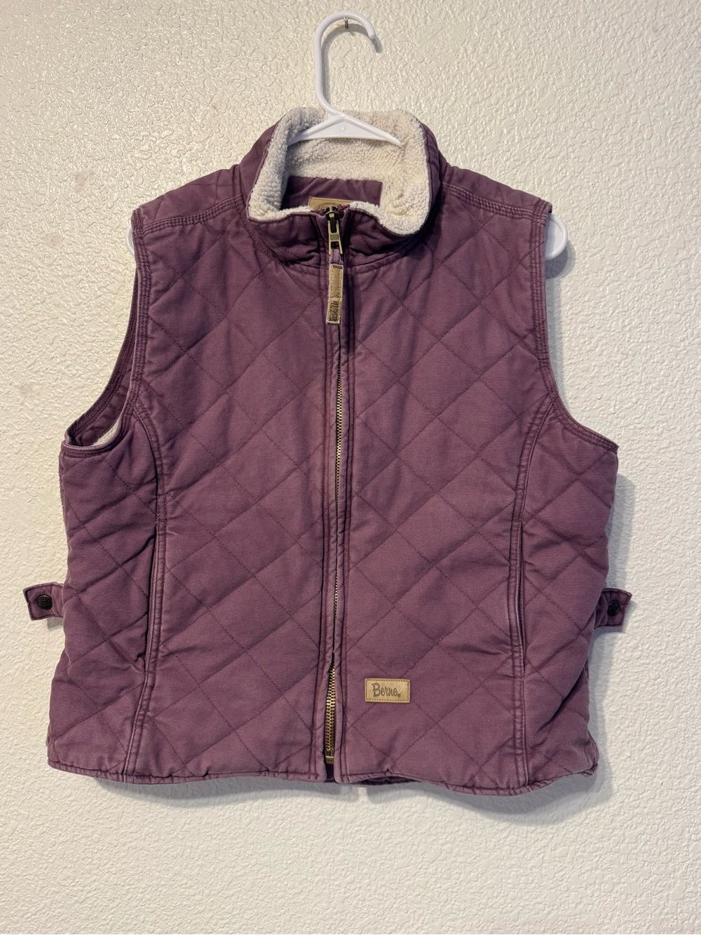 Berne Women's Purple Quilted Lined Full Zip Cotton Vest Regular Fit M